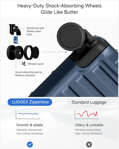 Carry On Luggage with Spinner Wheels, 8010S Aluminum Frame Zipperless Polycarbonate Hard Shell Suitcase (ZX-Core, Charcoal Metallic, 20 Inch)