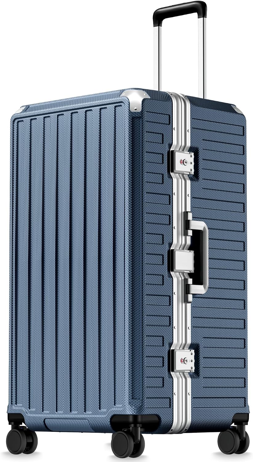 Carry On Luggage with Spinner Wheels, 8010S Aluminum Frame Zipperless Polycarbonate Hard Shell Suitcase (ZX-Core, Charcoal Metallic, 20 Inch)