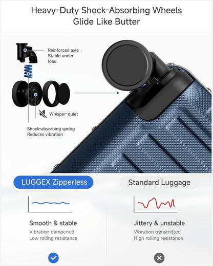 Carry On Luggage with Spinner Wheels, 8010S Aluminum Frame Zipperless Polycarbonate Hard Shell Suitcase (ZX-Core, Charcoal Metallic, 20 Inch)