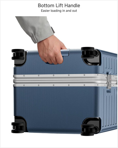 Carry On Luggage with Spinner Wheels, 8010S Aluminum Frame Zipperless Polycarbonate Hard Shell Suitcase (ZX-Core, Charcoal Metallic, 20 Inch)