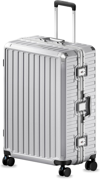 Carry On Luggage with Spinner Wheels, 8010S Aluminum Frame Zipperless Polycarbonate Hard Shell Suitcase (ZX-Core, Charcoal Metallic, 20 Inch)