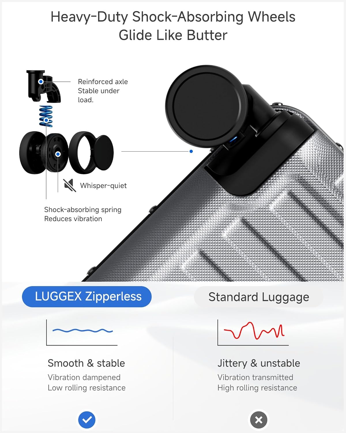 Carry On Luggage with Spinner Wheels, 8010S Aluminum Frame Zipperless Polycarbonate Hard Shell Suitcase (ZX-Core, Charcoal Metallic, 20 Inch)