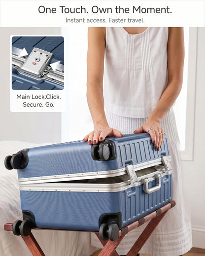 Carry On Luggage with Spinner Wheels, 8010S Aluminum Frame Zipperless Polycarbonate Hard Shell Suitcase (ZX-Core, Charcoal Metallic, 20 Inch)