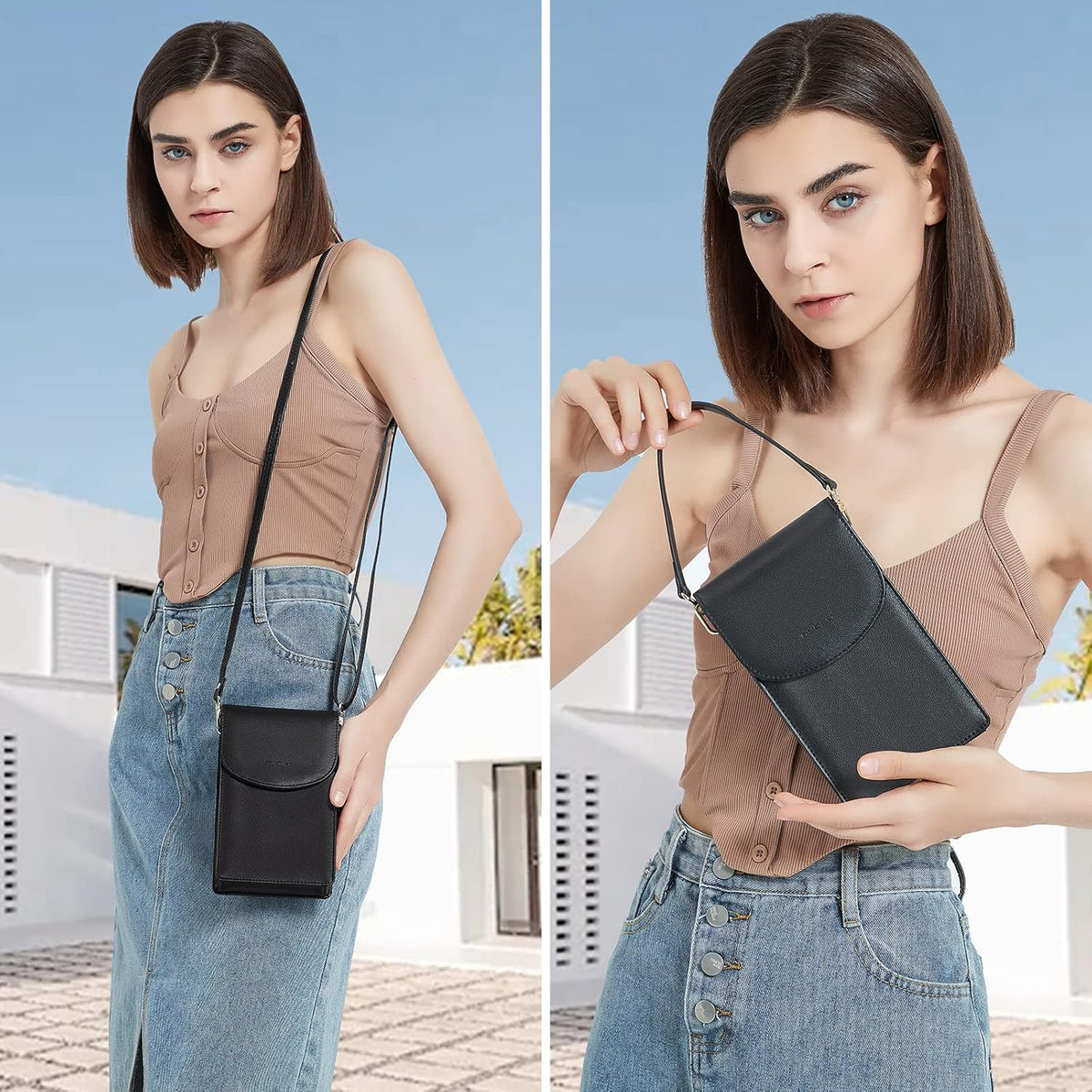 Crossbody Phone Bag for Women, Mini Crossbody Purse, Small Phone Wallet Crossbody with Removable Card Holder