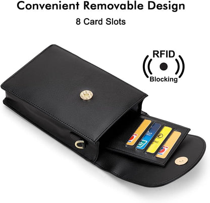 Crossbody Phone Bag for Women, Mini Crossbody Purse, Small Phone Wallet Crossbody with Removable Card Holder