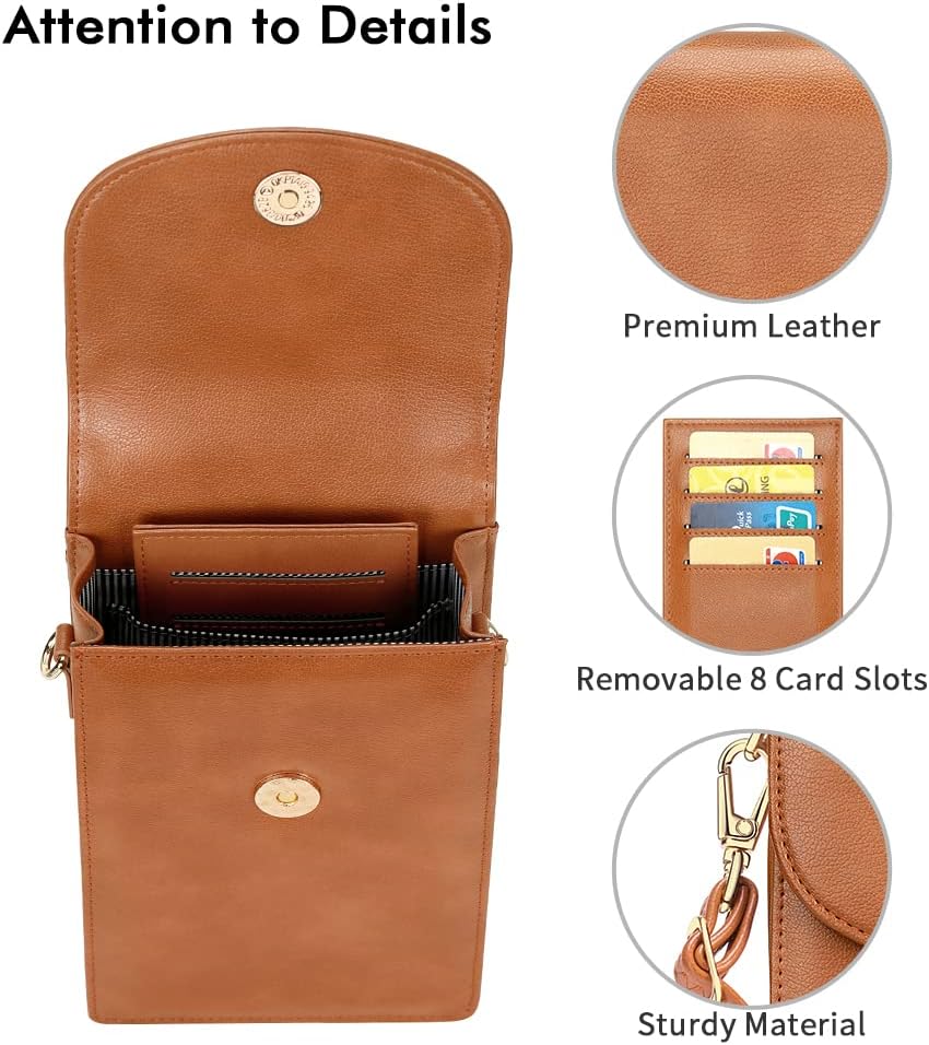 Crossbody Phone Bag for Women, Mini Crossbody Purse, Small Phone Wallet Crossbody with Removable Card Holder