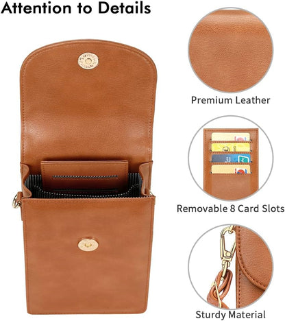 Crossbody Phone Bag for Women, Mini Crossbody Purse, Small Phone Wallet Crossbody with Removable Card Holder