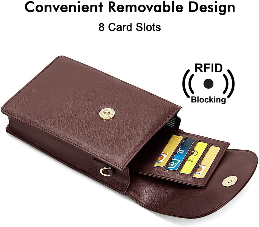 Crossbody Phone Bag for Women, Mini Crossbody Purse, Small Phone Wallet Crossbody with Removable Card Holder