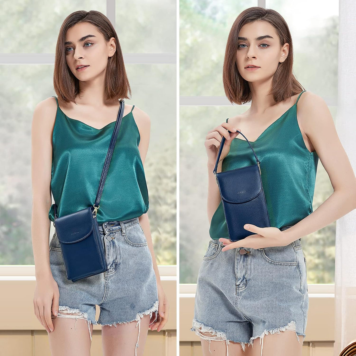 Crossbody Phone Bag for Women, Mini Crossbody Purse, Small Phone Wallet Crossbody with Removable Card Holder