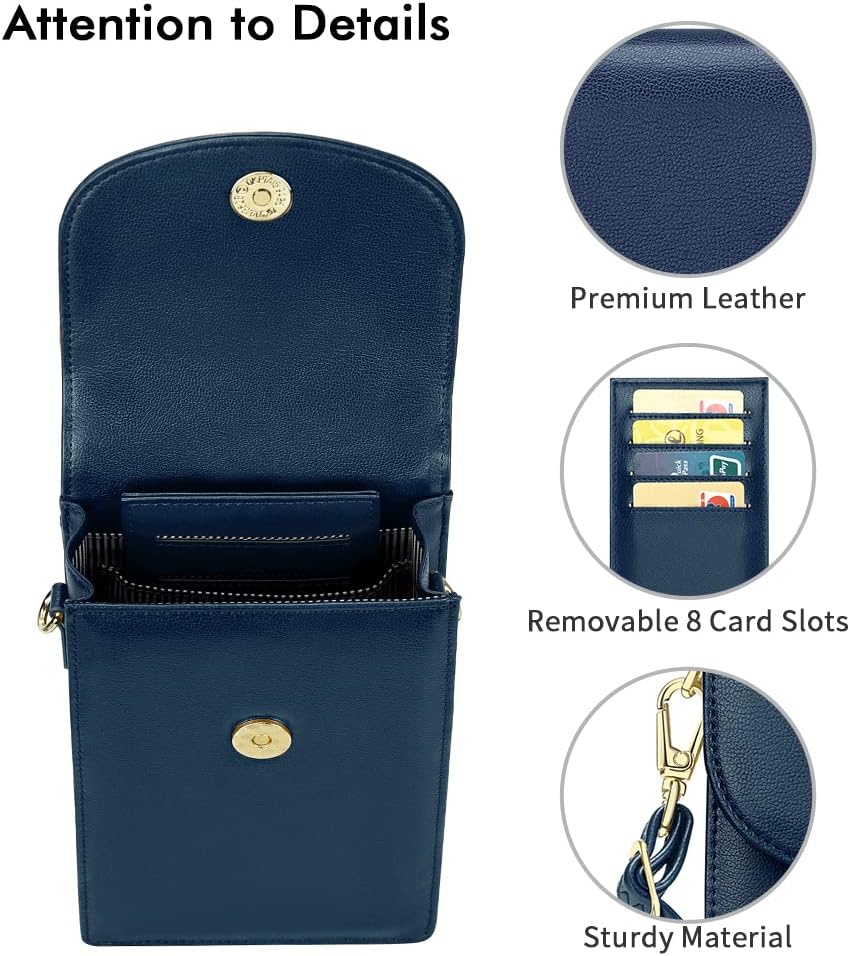 Crossbody Phone Bag for Women, Mini Crossbody Purse, Small Phone Wallet Crossbody with Removable Card Holder