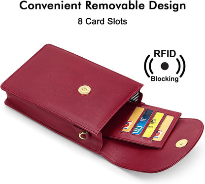 Crossbody Phone Bag for Women, Mini Crossbody Purse, Small Phone Wallet Crossbody with Removable Card Holder
