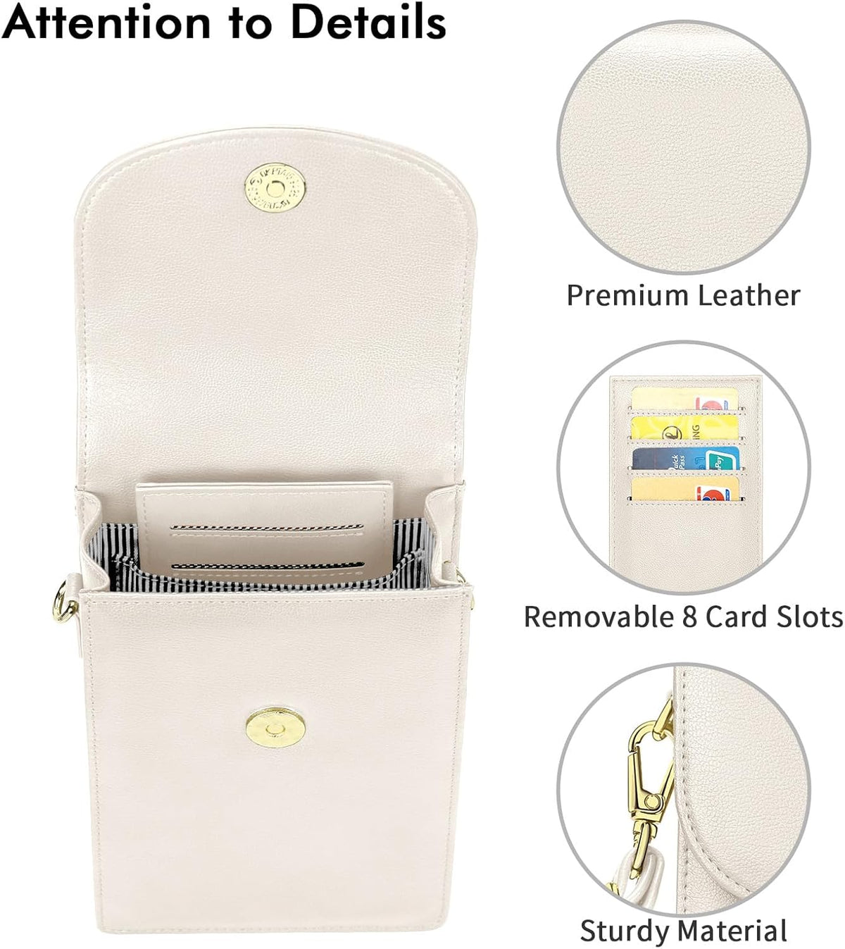 Crossbody Phone Bag for Women, Mini Crossbody Purse, Small Phone Wallet Crossbody with Removable Card Holder