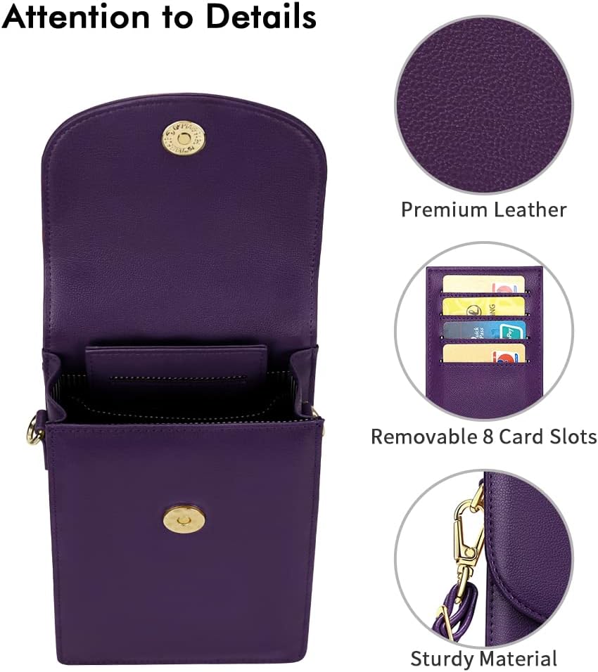 Crossbody Phone Bag for Women, Mini Crossbody Purse, Small Phone Wallet Crossbody with Removable Card Holder