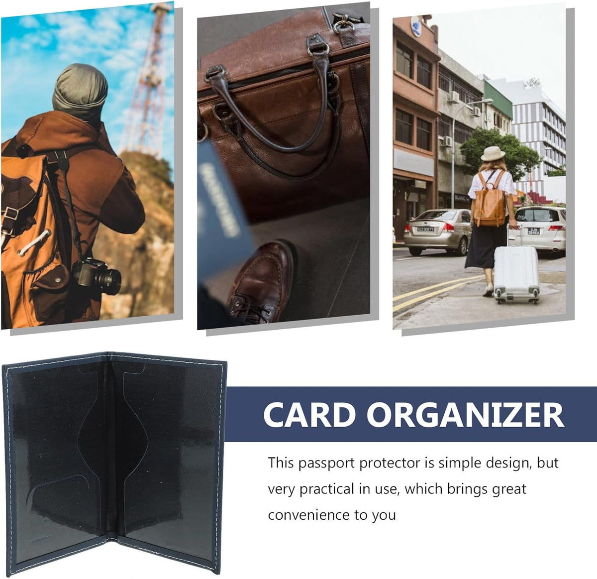 Multifunctional Travel Document Organizer for Passport, Id, Credit Cards, and Tickets Leather Passport Wallet Card Holder Navy Blue