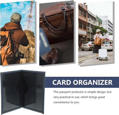 Multifunctional Travel Document Organizer for Passport, Id, Credit Cards, and Tickets Leather Passport Wallet Card Holder Navy Blue