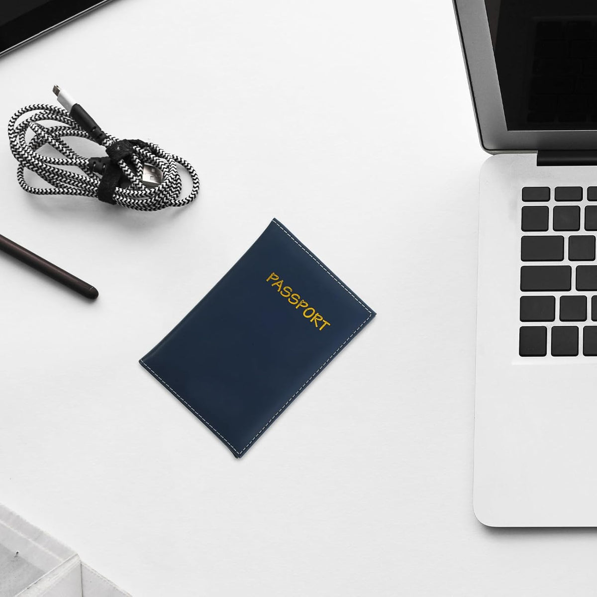 Multifunctional Travel Document Organizer for Passport, Id, Credit Cards, and Tickets Leather Passport Wallet Card Holder Navy Blue