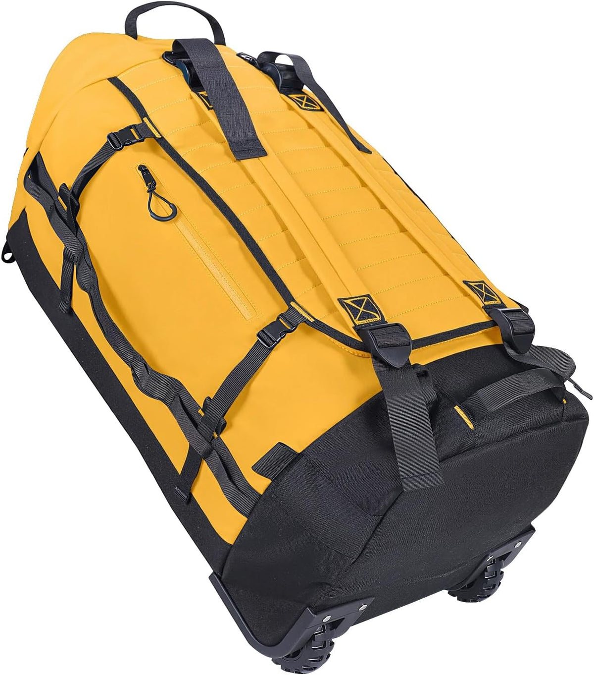 85L 29“ Foldable Rolling Backpack with Wheels, Soft-side Travel Duffle Bag with Separate Shoe Compartment, Full Quilted Bottom, Yellow