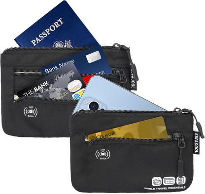 Passport Holder Bag, Travel Wallet for Men Women Family, Passport Pouch, Card Holder Organizer, RFID Blocking, Two-piece Set(Gray)