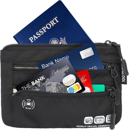 Passport Holder Bag, Travel Wallet for Men Women Family, Passport Pouch, Card Holder Organizer, RFID Blocking, Two-piece Set(Gray)