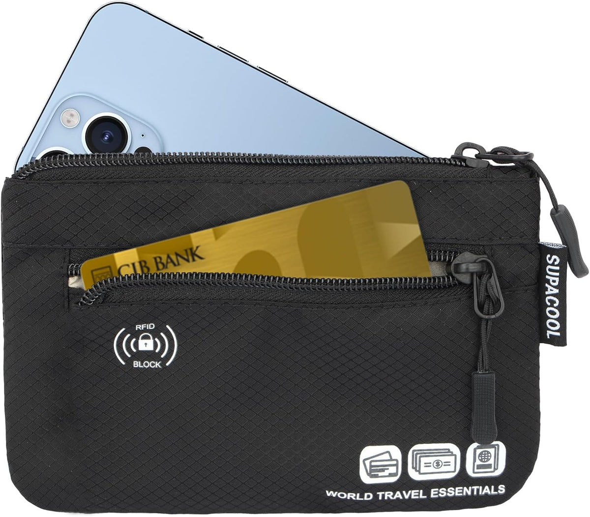 Passport Holder Bag, Travel Wallet for Men Women Family, Passport Pouch, Card Holder Organizer, RFID Blocking, Two-piece Set(Gray)