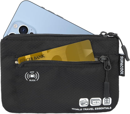 Passport Holder Bag, Travel Wallet for Men Women Family, Passport Pouch, Card Holder Organizer, RFID Blocking, Two-piece Set(Gray)