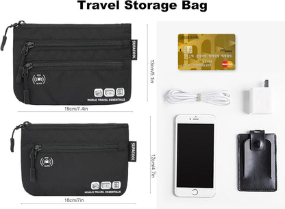 Passport Holder Bag, Travel Wallet for Men Women Family, Passport Pouch, Card Holder Organizer, RFID Blocking, Two-piece Set(Gray)