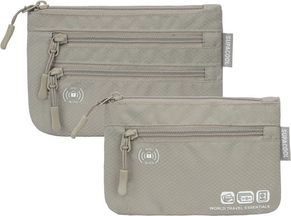 Passport Holder Bag, Travel Wallet for Men Women Family, Passport Pouch, Card Holder Organizer, RFID Blocking, Two-piece Set(Gray)
