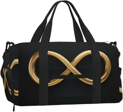 Flat Infinity Sign Duffel Bag with Shoe Compartment-Sports Gym Weekender for Men Women, Waterproof Travel Tote with Wet Pocket for Dirty Shoes