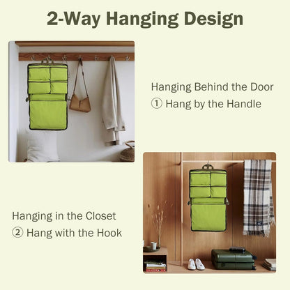 TABITORA Travel Clothes Organizer Portable Hanging Compression Packing Cubes Camp Organizer Travel Cases Suitcase Storage Large Capacity Carry On Closet (Grey)