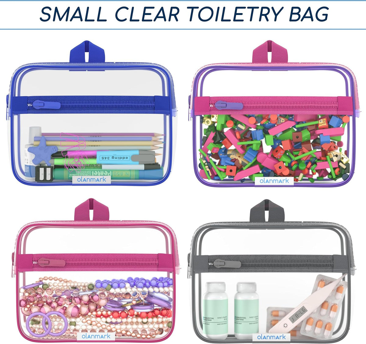 TSA Approved Toiletry Bag 3-1-1 Clear Travel Cosmetic Bag with Handle - Quart Size Bag with Zipper - Carry-on Luggage Clear Toiletry Bag for Liquids - Airport Airline TSA Compliant Bag for Man Women
