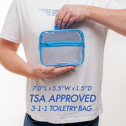 TSA Approved Toiletry Bag 3-1-1 Clear Travel Cosmetic Bag with Handle - Quart Size Bag with Zipper - Carry-on Luggage Clear Toiletry Bag for Liquids - Airport Airline TSA Compliant Bag for Man Women