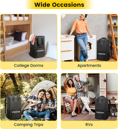 Laundry Bag Backpack - Extra Large Laundry Bags with Shoulder Straps Heavy-duty 2 in 1 Laundry Hamper Basket for College Dorm Camp Laundromat Room Essentials - Black