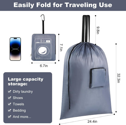 24" x 33" Extra Large Heavy Duty Laundry Bag With Handles, Travel Laundry Bag for Dirty Clothes,Traveling, Camp