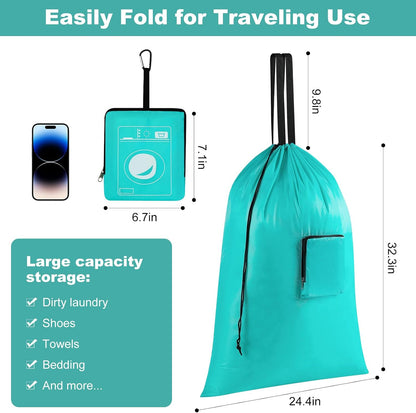 24" x 33" Extra Large Heavy Duty Laundry Bag With Handles, Travel Laundry Bag for Dirty Clothes,Traveling, Camp