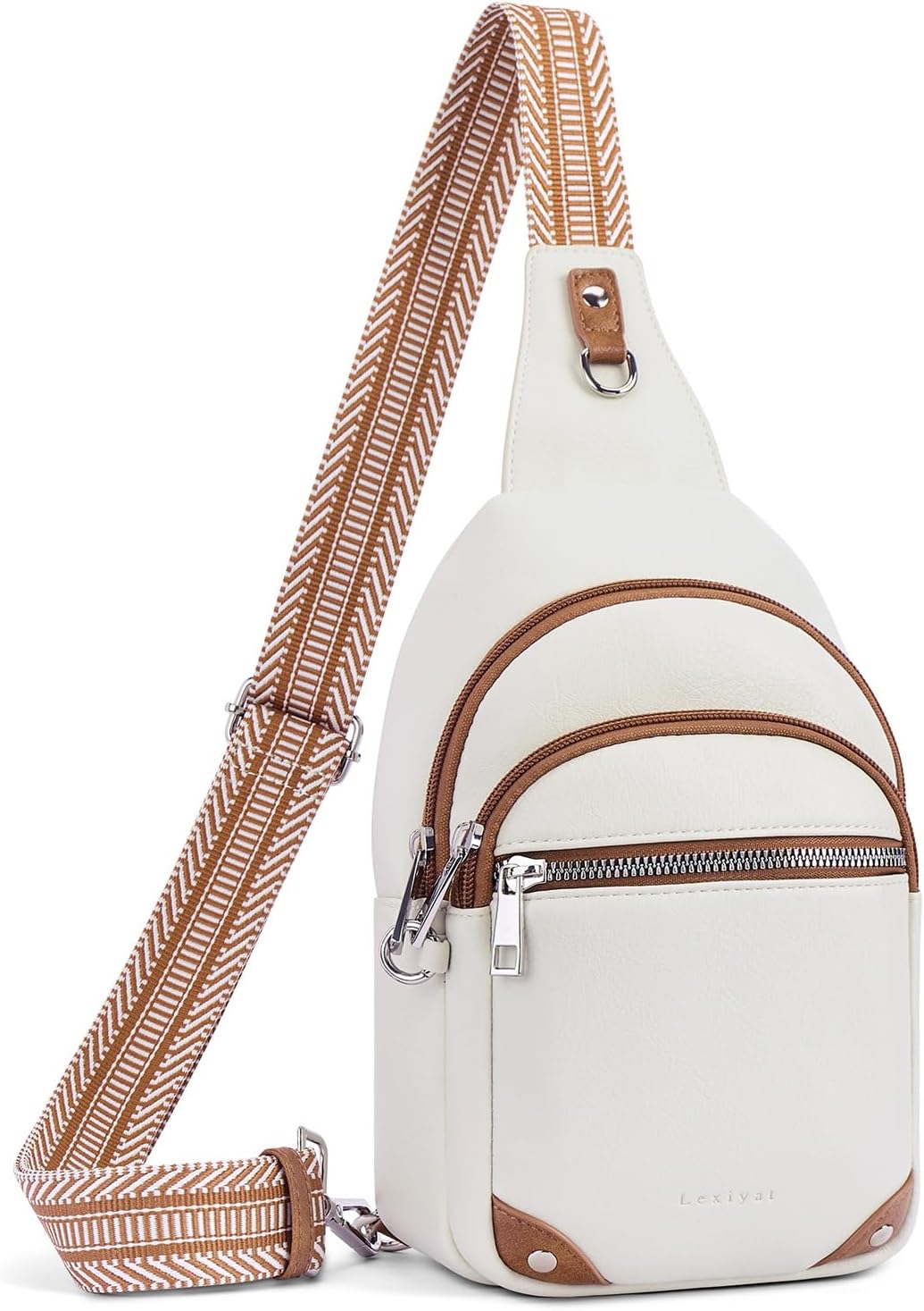 Anti Theft Crossbody Bags for Women Travel Chest Sling Bag Leather RFID Purse Fanny Pack Camel