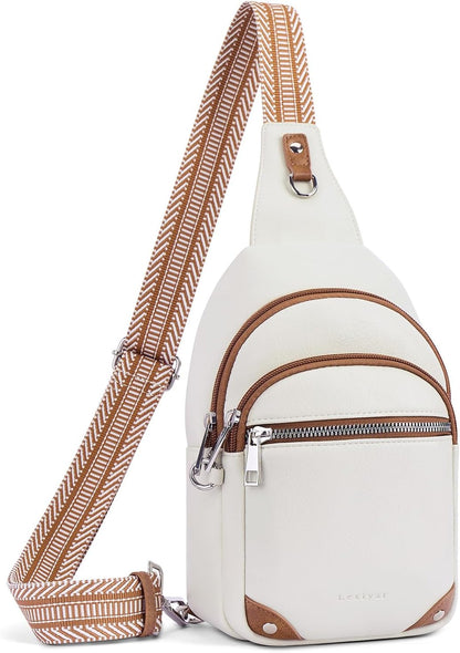 Anti Theft Crossbody Bags for Women Travel Chest Sling Bag Leather RFID Purse Fanny Pack Camel