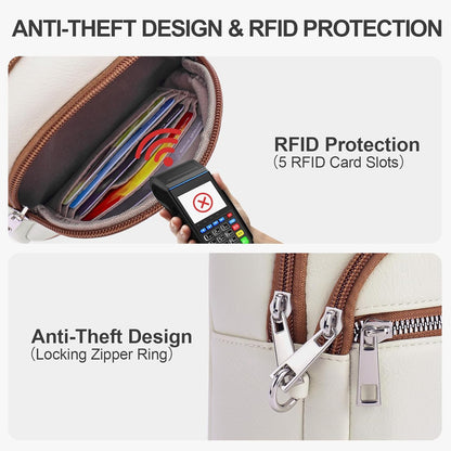 Anti Theft Crossbody Bags for Women Travel Chest Sling Bag Leather RFID Purse Fanny Pack Camel