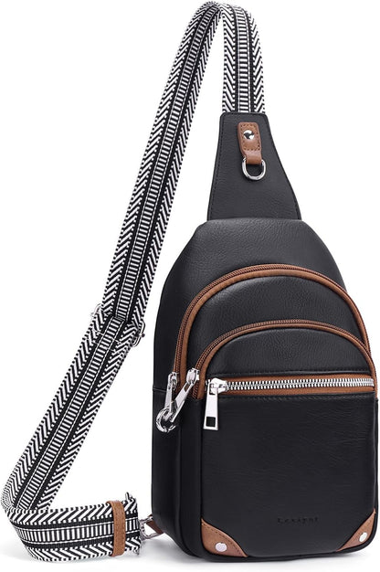 Anti Theft Crossbody Bags for Women Travel Chest Sling Bag Leather RFID Purse Fanny Pack Camel