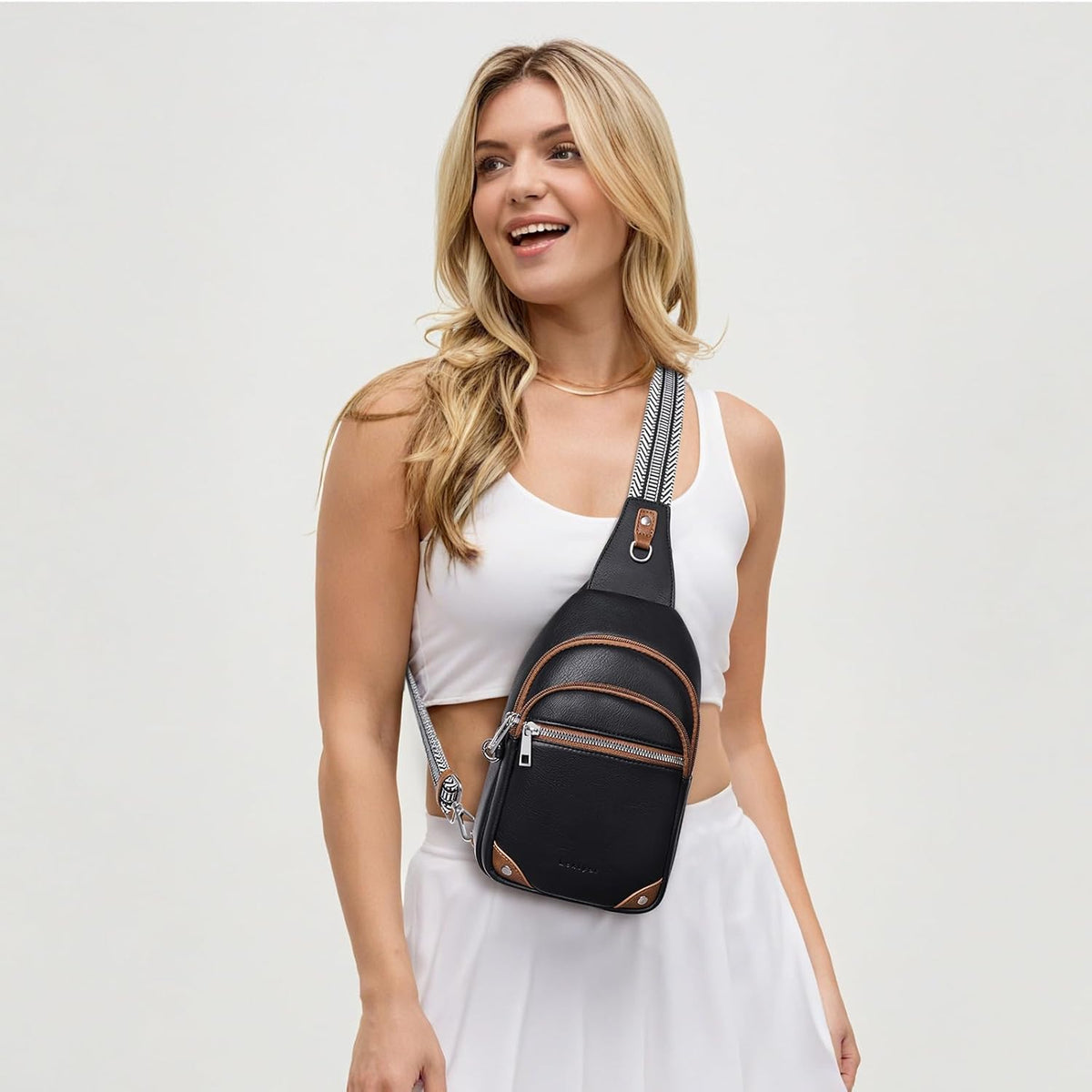 Anti Theft Crossbody Bags for Women Travel Chest Sling Bag Leather RFID Purse Fanny Pack Camel