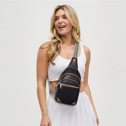 Anti Theft Crossbody Bags for Women Travel Chest Sling Bag Leather RFID Purse Fanny Pack Camel