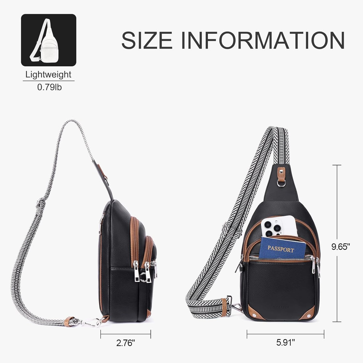 Anti Theft Crossbody Bags for Women Travel Chest Sling Bag Leather RFID Purse Fanny Pack Camel