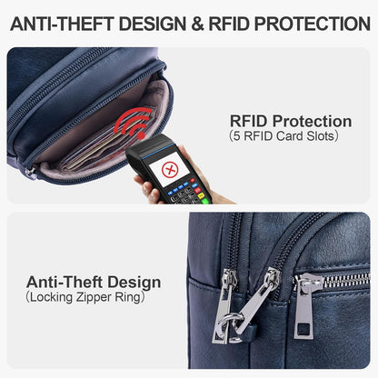 Anti Theft Crossbody Bags for Women Travel Chest Sling Bag Leather RFID Purse Fanny Pack Camel