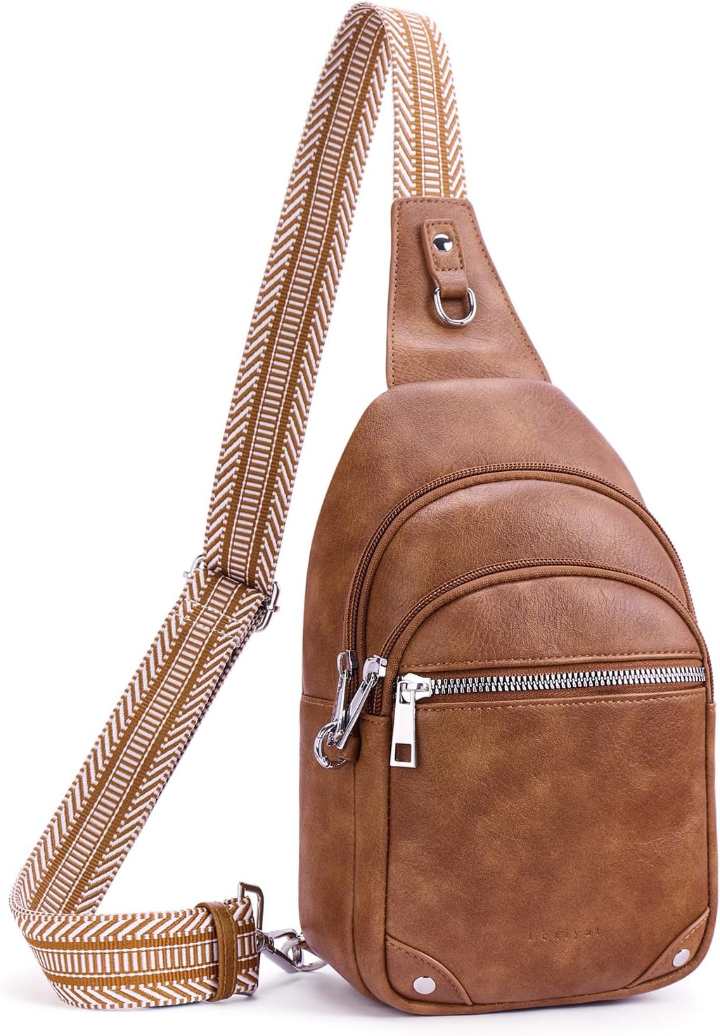 Anti Theft Crossbody Bags for Women Travel Chest Sling Bag Leather RFID Purse Fanny Pack Camel