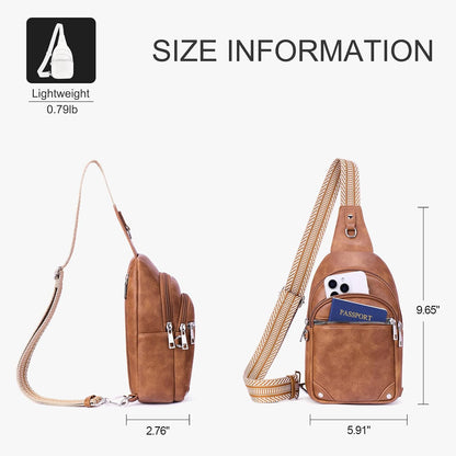 Anti Theft Crossbody Bags for Women Travel Chest Sling Bag Leather RFID Purse Fanny Pack Camel