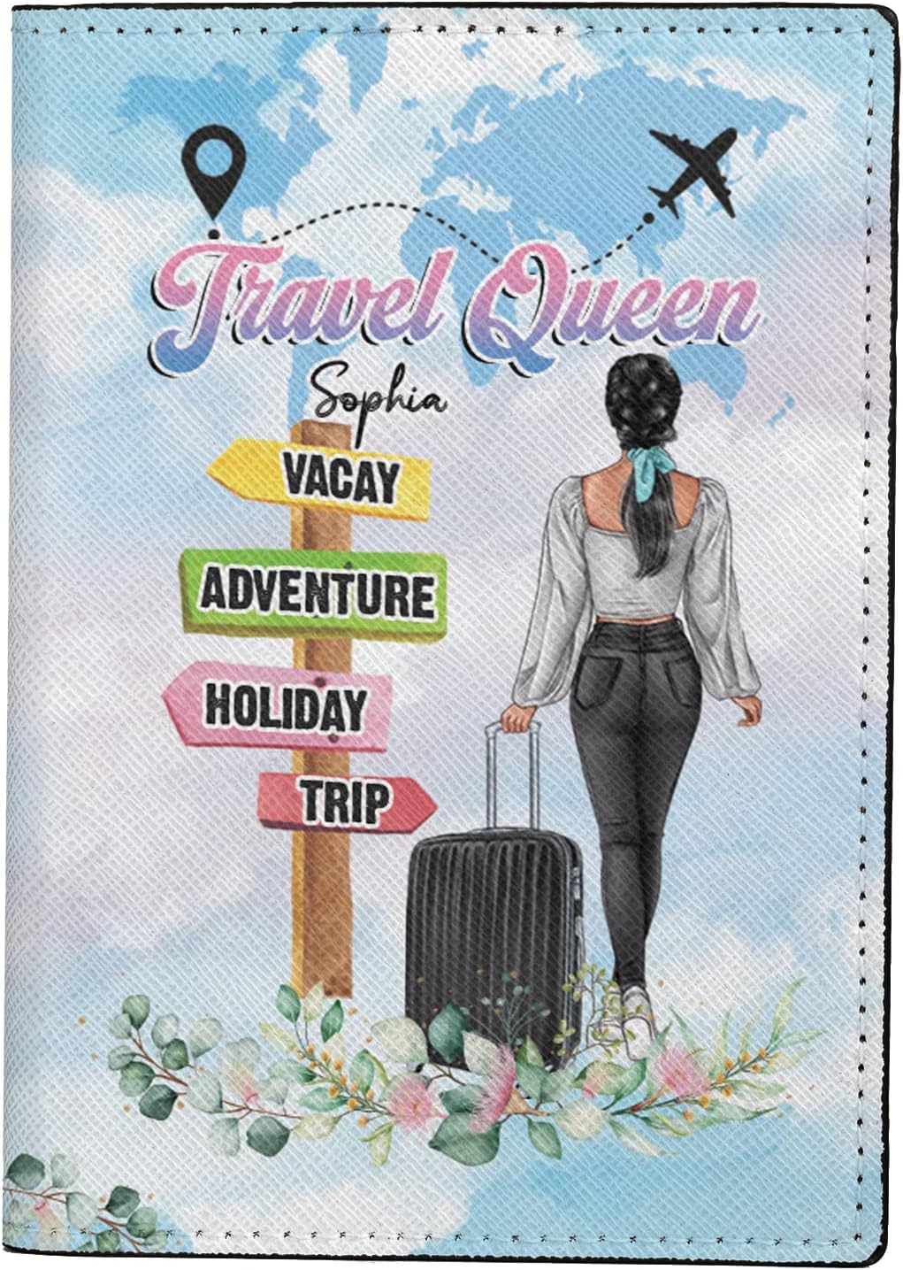 Personalized Name Travel Queen Leather Passport Wallet Fun Unique Gift for Traveler Custom Travel Accessory Passport Holder Gift for Girl Traveling Lover 8