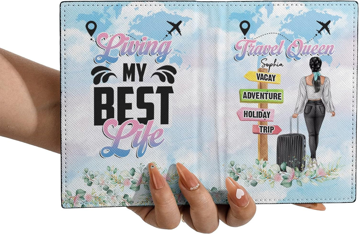Personalized Name Travel Queen Leather Passport Wallet Fun Unique Gift for Traveler Custom Travel Accessory Passport Holder Gift for Girl Traveling Lover 8