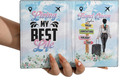 Personalized Name Travel Queen Leather Passport Wallet Fun Unique Gift for Traveler Custom Travel Accessory Passport Holder Gift for Girl Traveling Lover 8