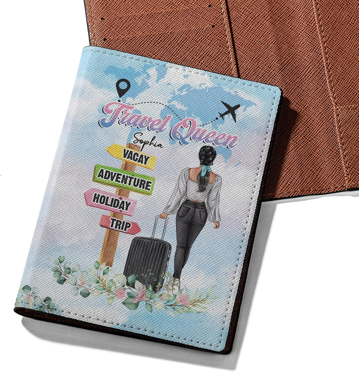 Personalized Name Travel Queen Leather Passport Wallet Fun Unique Gift for Traveler Custom Travel Accessory Passport Holder Gift for Girl Traveling Lover 8