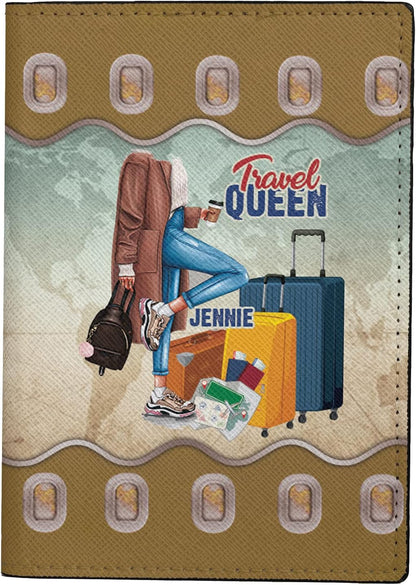 Personalized Name Travel Queen Leather Passport Wallet Fun Unique Gift for Traveler Custom Travel Accessory Passport Holder Gift for Girl Traveling Lover 8