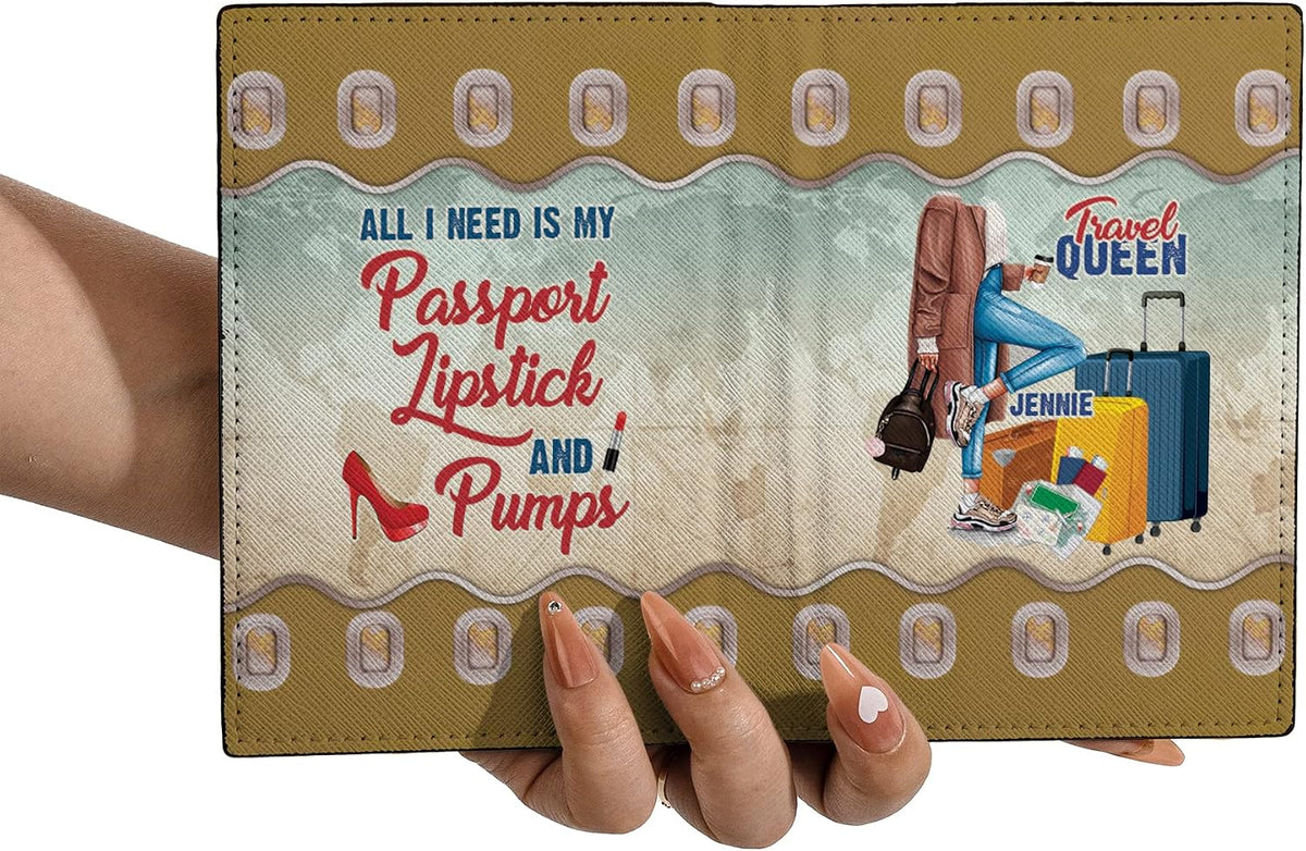 Personalized Name Travel Queen Leather Passport Wallet Fun Unique Gift for Traveler Custom Travel Accessory Passport Holder Gift for Girl Traveling Lover 8